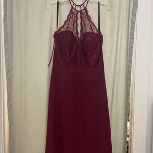 Hayley Paige 5857 Lace/chiffon burgundy size 12